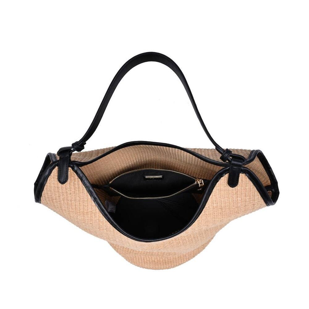 Ambrose Woven Straw Tote Bag in Natural Black - Picture 4 of 9